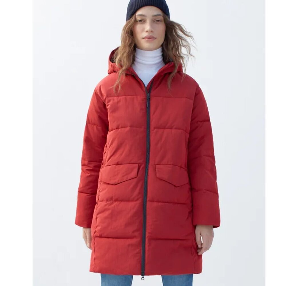 Everlane Long Red Puffer Coat Size M